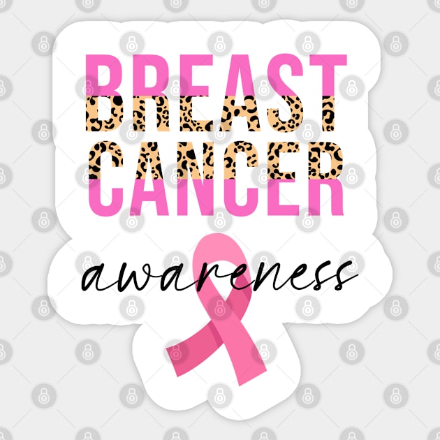 Breast Cancer Awareness Leopard Pink Ribbon Sticker by Az-Style